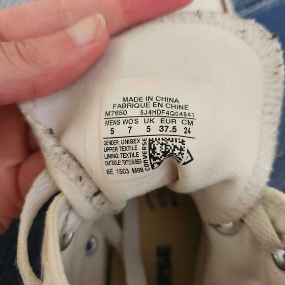 Converse Chuck Taylor All Star M7650 Optic White Unisex High Top W7 M5 - Picture 10 of 10